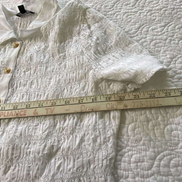 J. Crew NWT Short Sleeve Button Front Smocked Top Off White Size XL - Picture 10 of 11